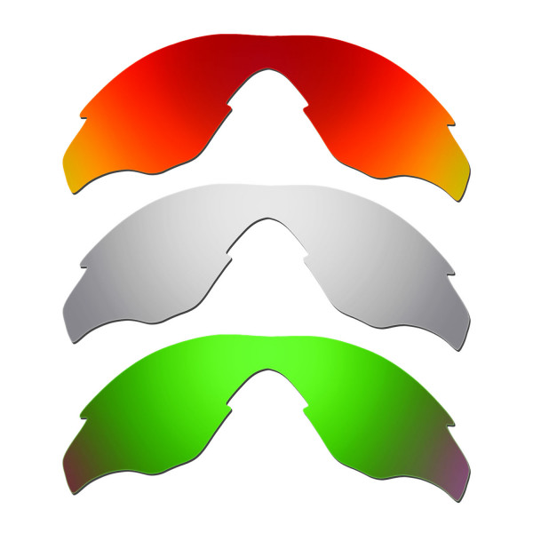 Hkuco Mens Replacement Lenses For Oakley M2 Red/Titanium/Emerald Green  Sunglasses