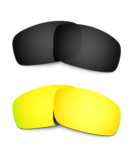 Hkuco Mens Replacement Lenses For Oakley Monster Pup Black/24K Gold Sunglasses