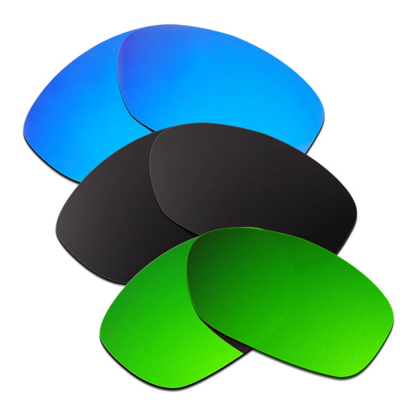 Hkuco Mens Replacement Lenses For Oakley Pit Bull Blue/Black/Emerald Green Sunglasses