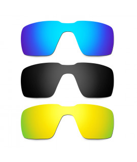 Hkuco Mens Replacement Lenses For Oakley Probation Blue/Black/24K Gold Sunglasses
