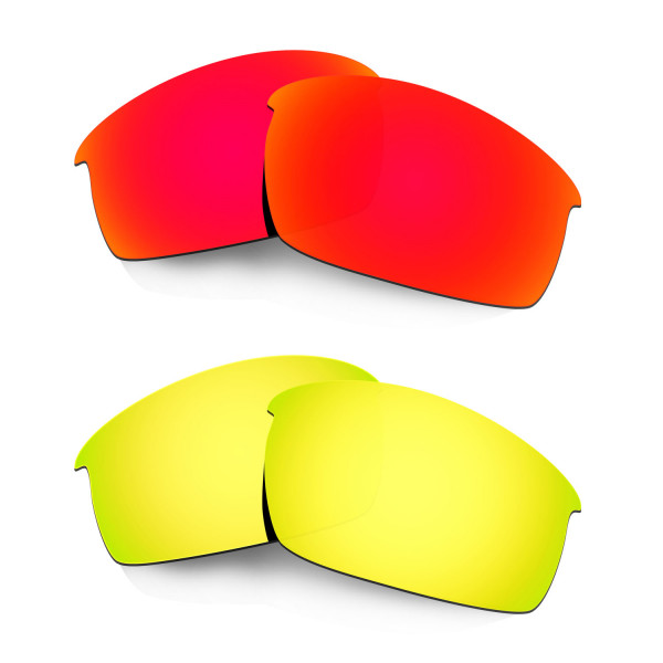 Hkuco Mens Replacement Lenses For Oakley Bottlecap Red/24K Gold Sunglasses