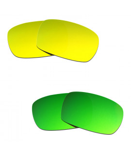 Hkuco Mens Replacement Lenses For Oakley Crankcase 24K Gold/Emerald Green Sunglasses