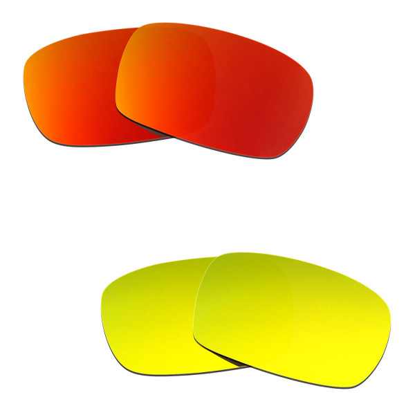 Hkuco Mens Replacement Lenses For Oakley Crankcase Red/24K Gold Sunglasses