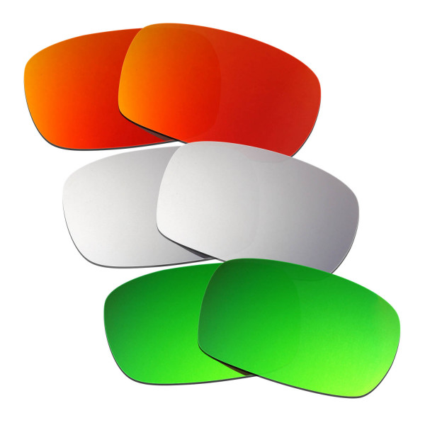 Hkuco Mens Replacement Lenses For Oakley Crankcase Red/Titanium/Emerald Green  Sunglasses