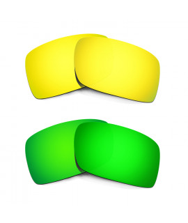 Hkuco Mens Replacement Lenses For Oakley Gascan 24K Gold/Emerald Green Sunglasses