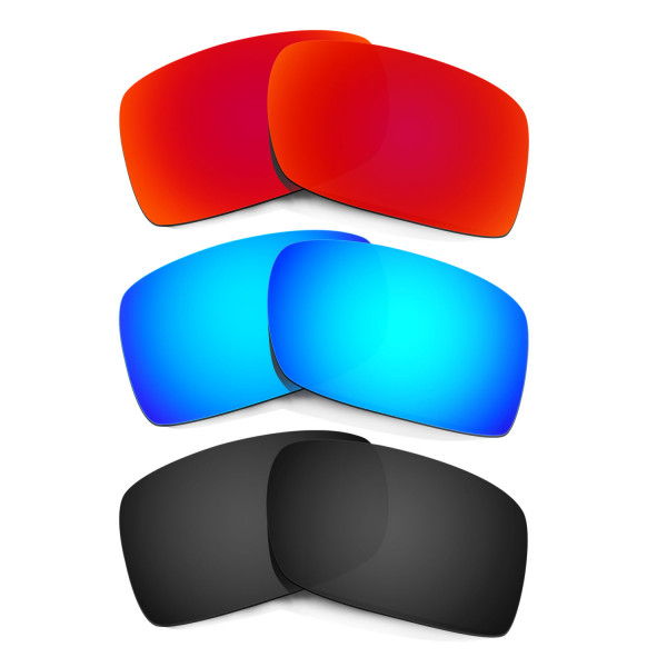New HKUCO Red+Blue+Black Polarized Replacement Lenses For Oakley Gascan Sunglasses
