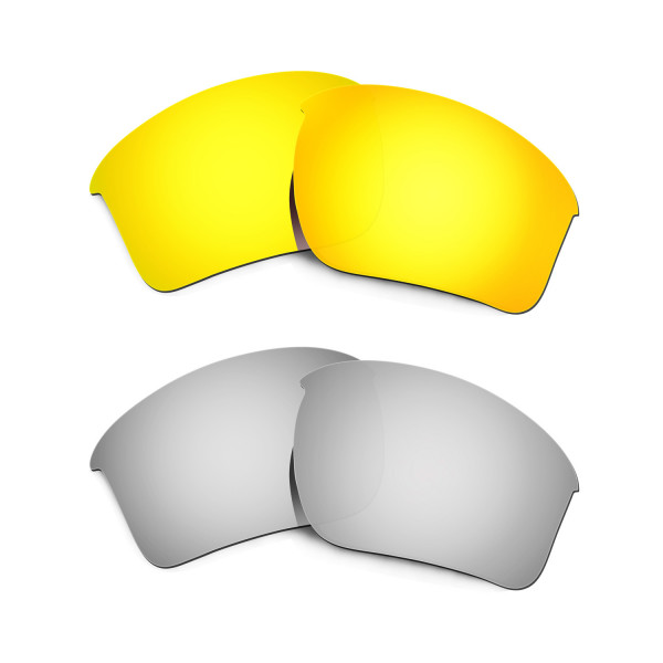 Hkuco Mens Replacement Lenses For Oakley Half Jacket 2.0 XL 24K Gold/Titanium Sunglasses