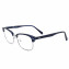 HKUCO Classic Half Frame Clear Lens Eyewear Dark Blue Frame Glasses (Multiple Lens Color Options)