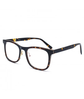 HKUCO Casual Fashion Horned Rim Rectangular Frame Clear Lens Eye Glasses (Multiple Lens Color Options)