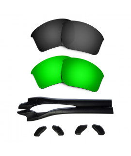 HKUCO Black/Green Polarized Replacement Lenses plus Black Earsocks Rubber Kit For Oakley Half Jacket 2.0 XL
