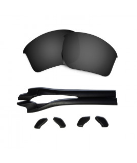 HKUCO Black Polarized Replacement Lenses plus Black Earsocks Rubber Kit For Oakley Half Jacket 2.0 XL