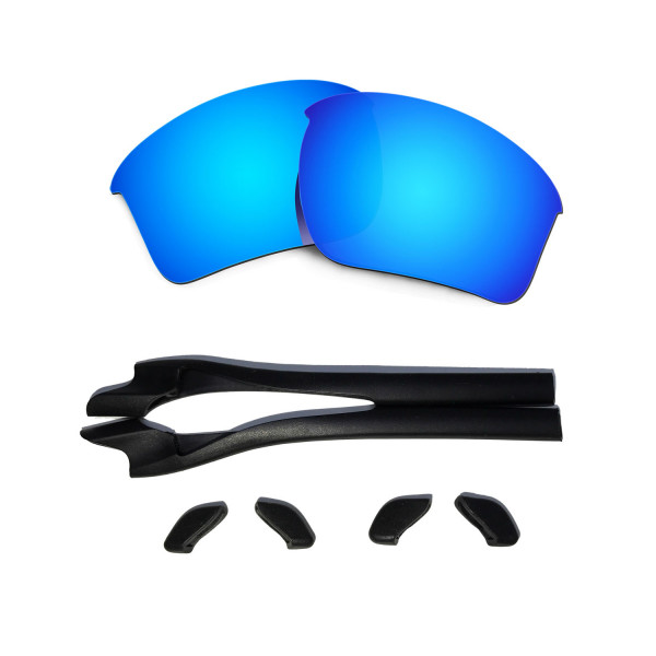 HKUCO Blue Polarized Replacement Lenses plus Black Earsocks Rubber Kit For Oakley Half Jacket 2.0 XL