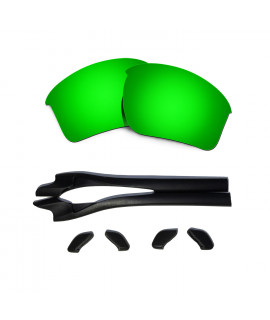 HKUCO Green Polarized Replacement Lenses plus Black Earsocks Rubber Kit For Oakley Half Jacket 2.0 XL