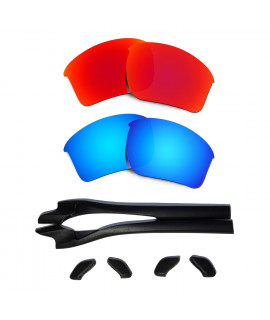 HKUCO Red/Blue Polarized Replacement Lenses plus Black Earsocks Rubber Kit For Oakley Half Jacket 2.0 XL