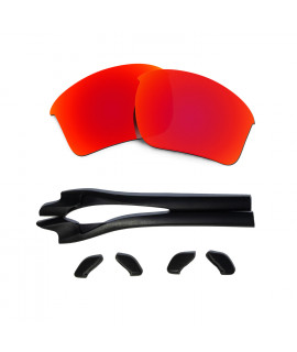 HKUCO Red Polarized Replacement Lenses plus Black Earsocks Rubber Kit For Oakley Half Jacket 2.0 XL