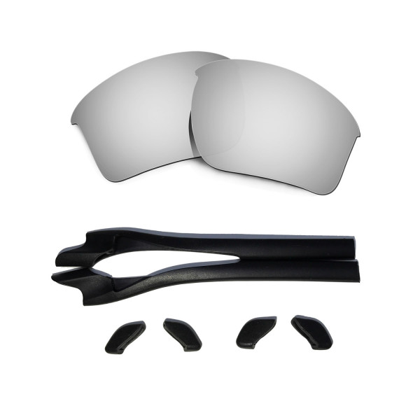 HKUCO Silver Polarized Replacement Lenses plus Black Earsocks Rubber Kit For Oakley Half Jacket 2.0 XL