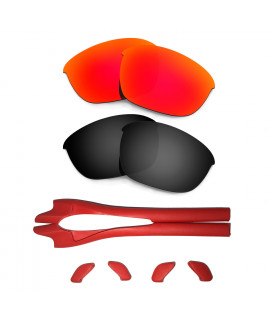 HKUCO Red/Black Polarized Replacement Lenses plus Red Earsocks Rubber Kit For Oakley Half Jacket 2.0