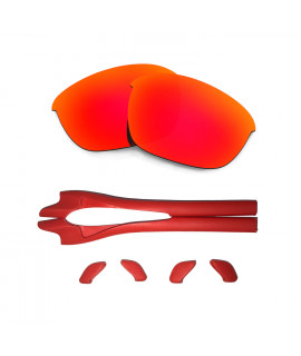HKUCO Red Polarized Replacement Lenses plus Red Earsocks Rubber Kit For Oakley Half Jacket 2.0