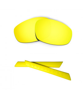 HKUCO 24K Gold Polarized Replacement Lenses plus Yellow Earsocks Rubber Kit For Oakley Split Jacket