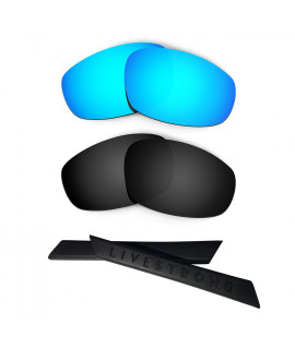 HKUCO Blue/Black Polarized Replacement Lenses plus Black Earsocks Rubber Kit For Oakley Split Jacket