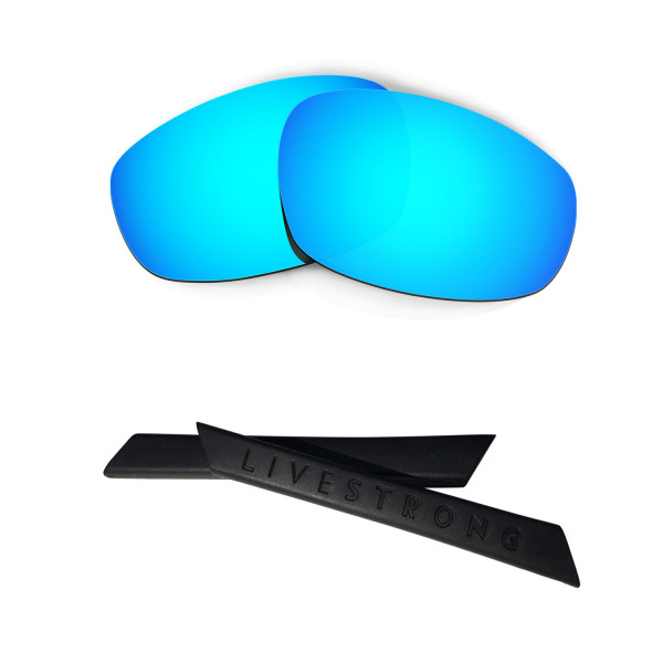 HKUCO Blue Polarized Replacement Lenses plus Black Earsocks Rubber Kit For Oakley Split Jacket