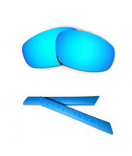 HKUCO Blue Polarized Replacement Lenses plus Blue Earsocks Rubber Kit For Oakley Split Jacket