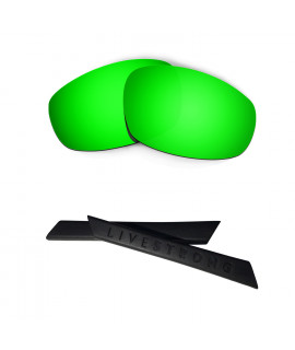 HKUCO Green Polarized Replacement Lenses plus Black Earsocks Rubber Kit For Oakley Split Jacket