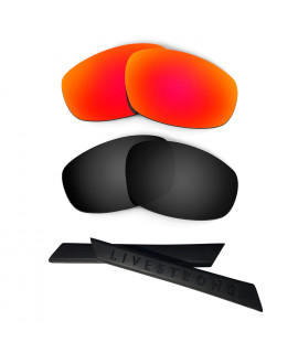 HKUCO Red/Black Polarized Replacement Lenses plus Black Earsocks Rubber Kit For Oakley Split Jacket
