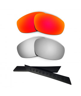 HKUCO Red/Titanium Polarized Replacement Lenses plus Black Earsocks Rubber Kit For Oakley Split Jacket