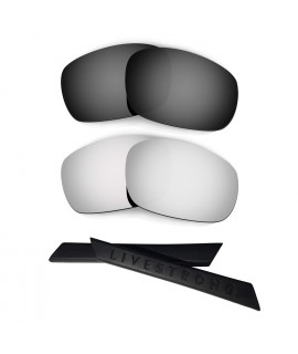 HKUCO Black/Titanium Polarized Replacement Lenses plus Black Earsocks Rubber Kit For Oakley Jawbone
