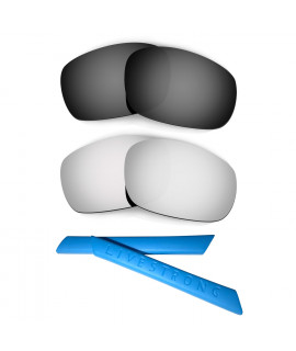 HKUCO Black/Titanium Polarized Replacement Lenses plus Blue Earsocks Rubber Kit For Oakley Jawbone