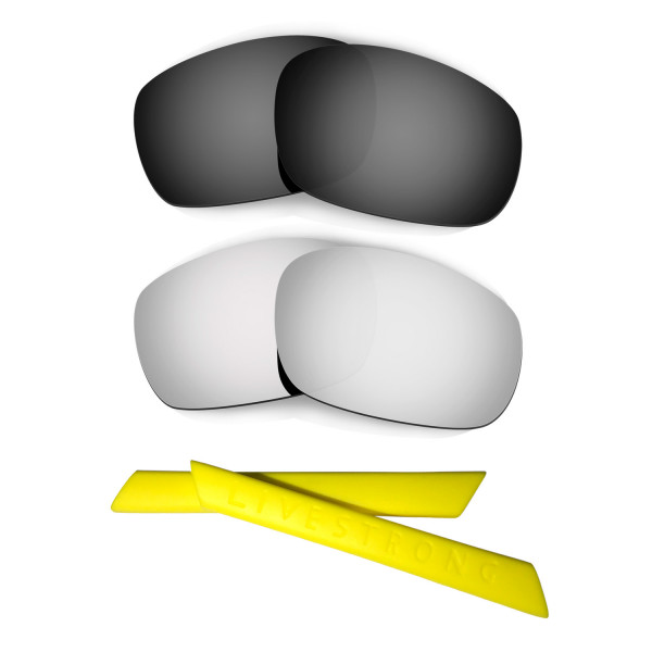 HKUCO Black/Titanium Polarized Replacement Lenses plus Yellow Earsocks Rubber Kit For Oakley Jawbone