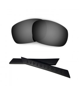 HKUCO Black Polarized Replacement Lenses plus Black Earsocks Rubber Kit For Oakley Jawbone
