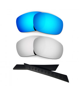 HKUCO Blue/Titanium Polarized Replacement Lenses plus Black Earsocks Rubber Kit For Oakley Jawbone