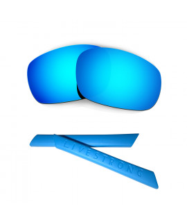 HKUCO Blue Polarized Replacement Lenses plus Blue Earsocks Rubber Kit For Oakley Jawbone