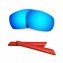 HKUCO Blue Polarized Replacement Lenses plus Red Earsocks Rubber Kit For Oakley Racing Jacket