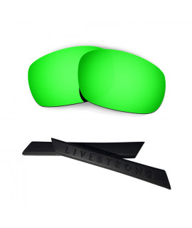 HKUCO Green Polarized Replacement Lenses plus Black Earsocks Rubber Kit For Oakley Jawbone