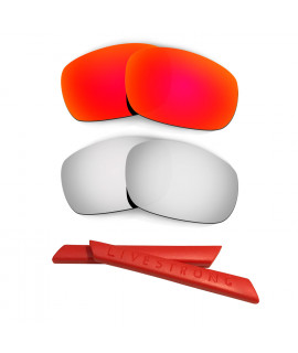 HKUCO Red/Titanium Polarized Replacement Lenses plus Red Earsocks Rubber Kit For Oakley Jawbone