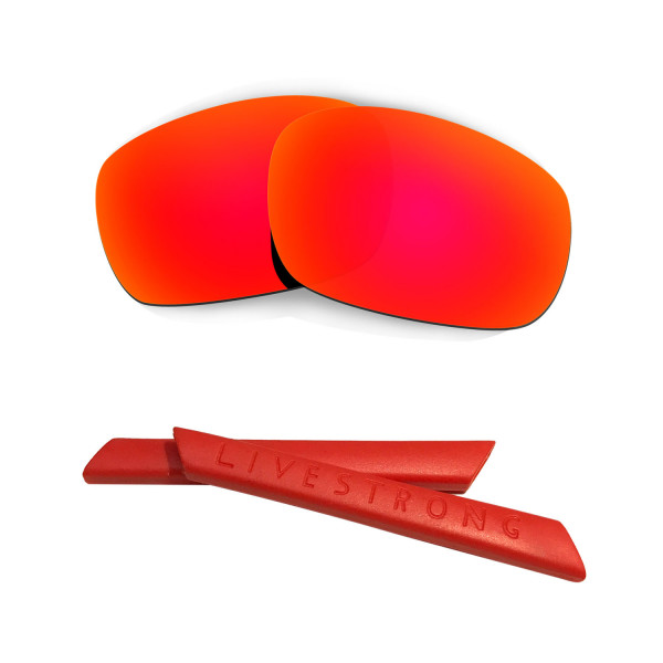 HKUCO Red Polarized Replacement Lenses plus Red Earsocks Rubber Kit For Oakley Jawbone