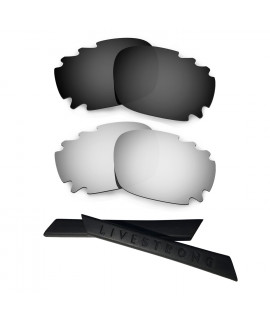 HKUCO Black/Titanium Polarized Replacement Lenses plus Black Earsocks Rubber Kit For Oakley Racing Jacket Vented