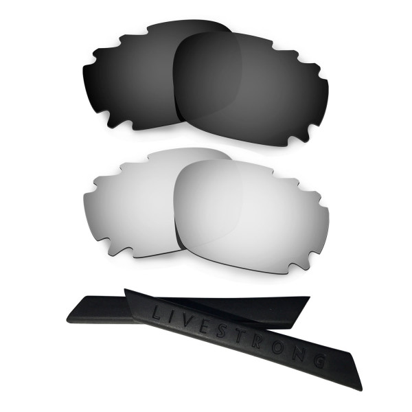 HKUCO Black/Titanium Polarized Replacement Lenses plus Black Earsocks Rubber Kit For Oakley Jawbone Vented