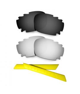HKUCO Black/Titanium Polarized Replacement Lenses plus Yellow Earsocks Rubber Kit For Oakley Jawbone Vented