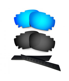 HKUCO Blue/Black Polarized Replacement Lenses plus Black Earsocks Rubber Kit For Oakley Jawbone Vented