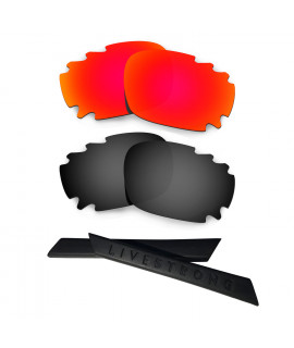 HKUCO Red/Black Polarized Replacement Lenses plus Black Earsocks Rubber Kit For Oakley Jawbone Vented
