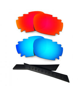 HKUCO Red/Blue Polarized Replacement Lenses plus Black Earsocks Rubber Kit For Oakley Jawbone Vented