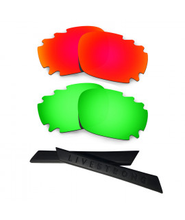 HKUCO Red/Green Polarized Replacement Lenses plus Black Earsocks Rubber Kit For Oakley Jawbone Vented