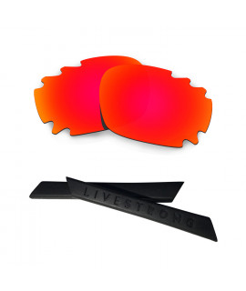 HKUCO Red Polarized Replacement Lenses plus Black Earsocks Rubber Kit For Oakley Jawbone Vented