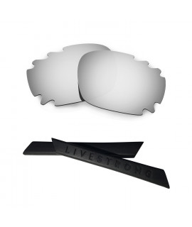HKUCO Silver Polarized Replacement Lenses plus Black Earsocks Rubber Kit For Oakley Jawbone Vented