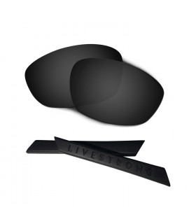 HKUCO Black Polarized Replacement Lenses plus Black Earsocks Rubber Kit For Oakley Straight Jacket（2007)