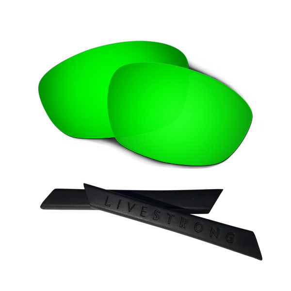 HKUCO Green Polarized Replacement Lenses plus Black Earsocks Rubber Kit For Oakley Straight Jacket（2007)